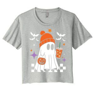 Cute Ghost Ing Coffee Halloween Ghost Coffee Pumpkin Gift Women's Crop Top Tee