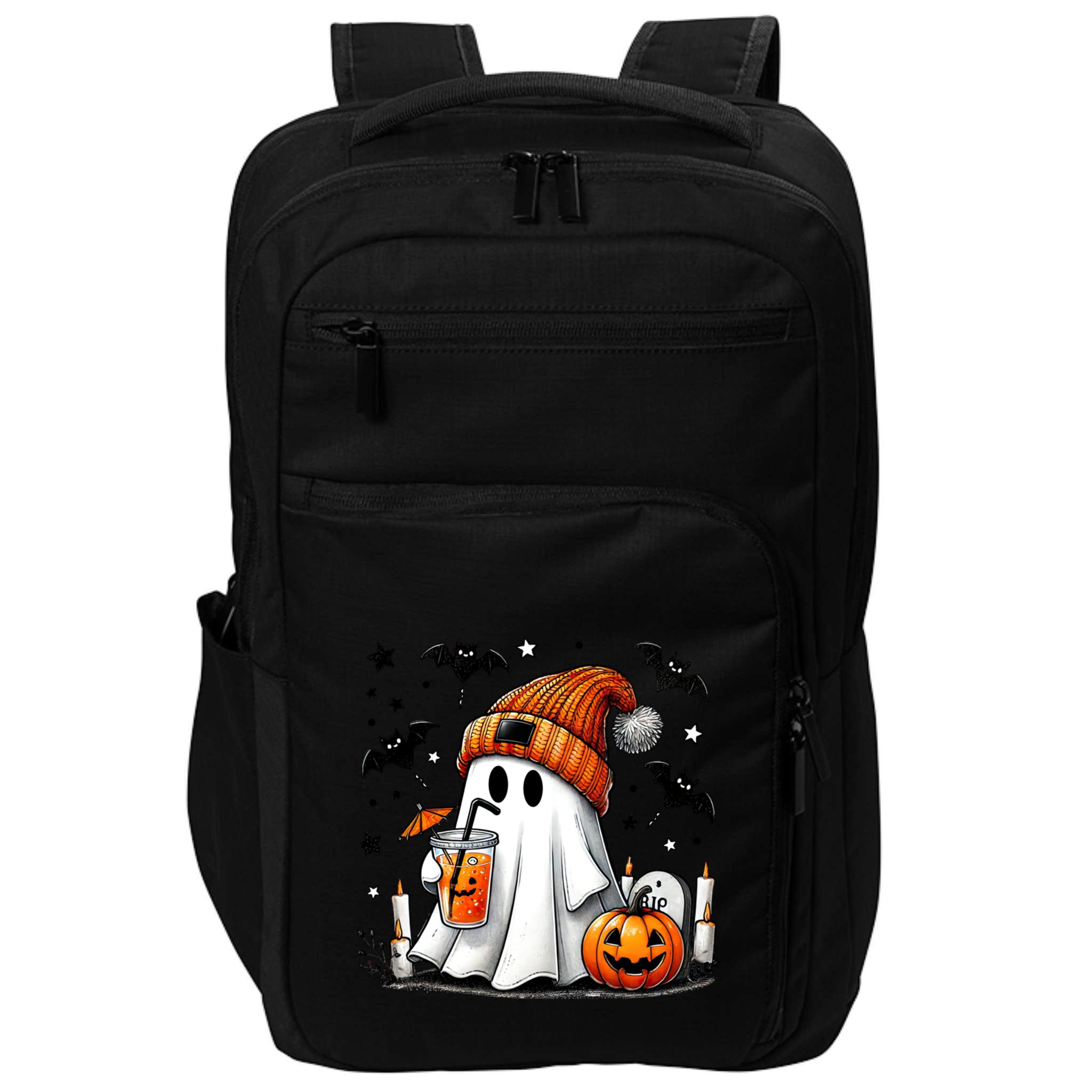 Cute Ghost Ing Coffee Halloween Ghost Coffee Cool Gift Impact Tech Backpack