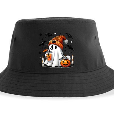 Cute Ghost Ing Coffee Halloween Ghost Coffee Cool Gift Sustainable Bucket Hat