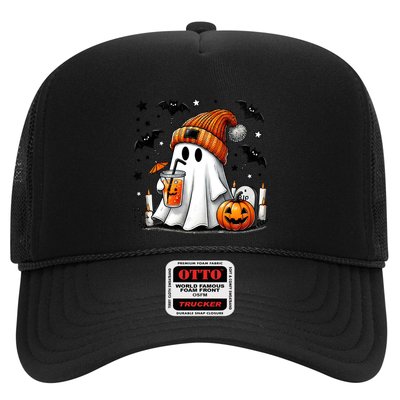 Cute Ghost Ing Coffee Halloween Ghost Coffee Cool Gift Trucker Hat