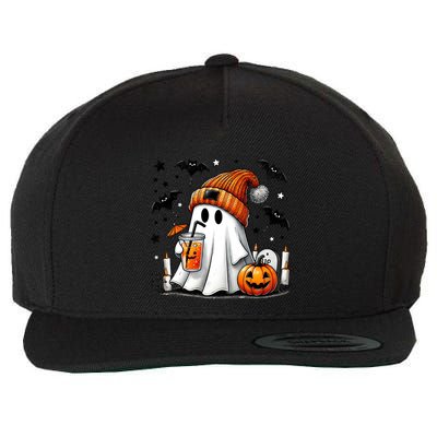 Cute Ghost Ing Coffee Halloween Ghost Coffee Cool Gift Wool Snapback Cap