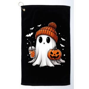 Cute Ghost Ing Coffee Halloween Ghost Ice Coffee Gift Platinum Collection Golf Towel