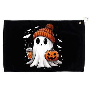 Cute Ghost Ing Coffee Halloween Ghost Ice Coffee Gift Grommeted Golf Towel