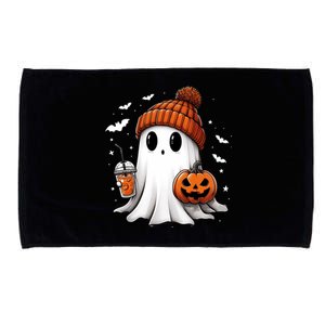 Cute Ghost Ing Coffee Halloween Ghost Ice Coffee Gift Microfiber Hand Towel