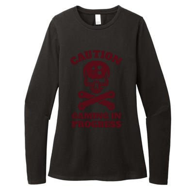 Caution Gaming In Progress Womens CVC Long Sleeve Shirt