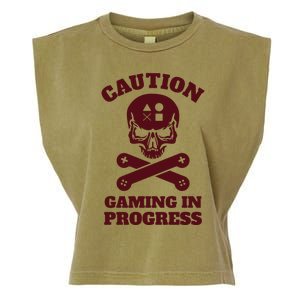 Caution Gaming In Progress Garment-Dyed Women's Muscle Tee