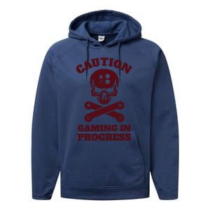 Caution Gaming In Progress Performance Fleece Hoodie