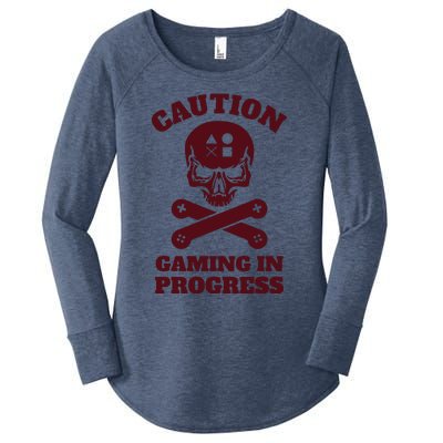 Caution Gaming In Progress Women's Perfect Tri Tunic Long Sleeve Shirt