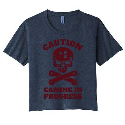 Caution Gaming In Progress Women's Crop Top Tee