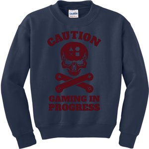 Caution Gaming In Progress Kids Sweatshirt