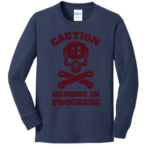 Caution Gaming In Progress Kids Long Sleeve Shirt