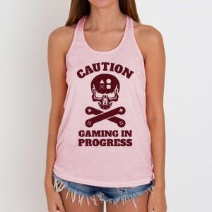 Caution Gaming In Progress Women's Knotted Racerback Tank