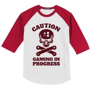 Caution Gaming In Progress Kids Colorblock Raglan Jersey