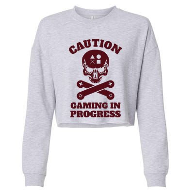 Caution Gaming In Progress Cropped Pullover Crew