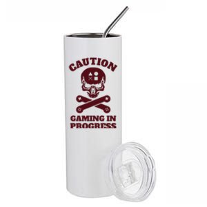 Caution Gaming In Progress Stainless Steel Tumbler