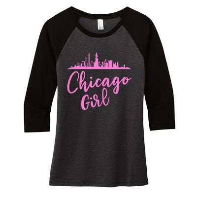 Chicago Girl Illinois State Women's Tri-Blend 3/4-Sleeve Raglan Shirt