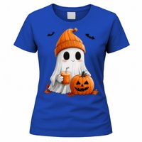 Cute Ghost Ing Pumpkin Spice Latte Vintage Halloween Gift Women's T-Shirt