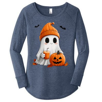 Cute Ghost Ing Pumpkin Spice Latte Vintage Halloween Gift Women's Perfect Tri Tunic Long Sleeve Shirt