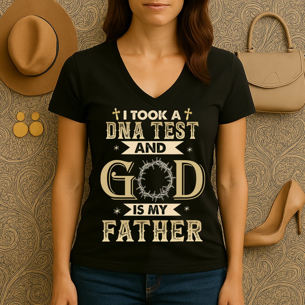 Christian Gift I Took A DNA Test and God Is My Father Women's V-Neck T-Shirt