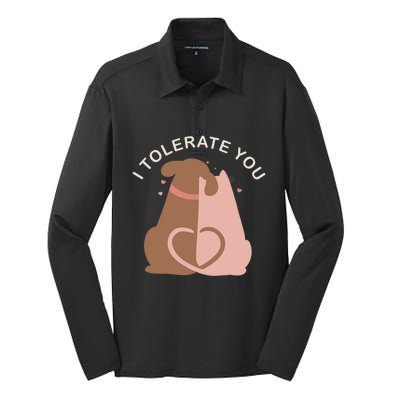 Couples Gift I Tolerate You Cat And Dog Husband Wife Cool Gift Silk Touch Performance Long Sleeve Polo