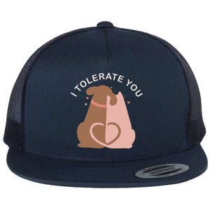 Couples Gift I Tolerate You Cat And Dog Husband Wife Cool Gift Flat Bill Trucker Hat