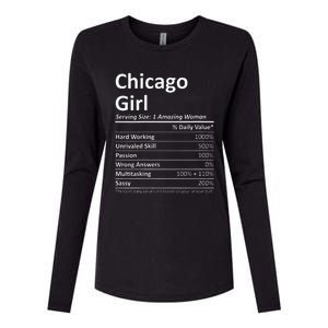 CHICAGO GIRL IL ILLINOIS Funny City Home Roots USA Gift Womens Cotton Relaxed Long Sleeve T-Shirt