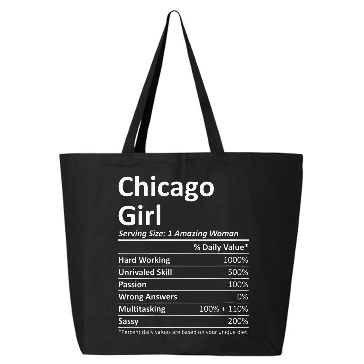 CHICAGO GIRL IL ILLINOIS Funny City Home Roots USA Gift 25L Jumbo Tote