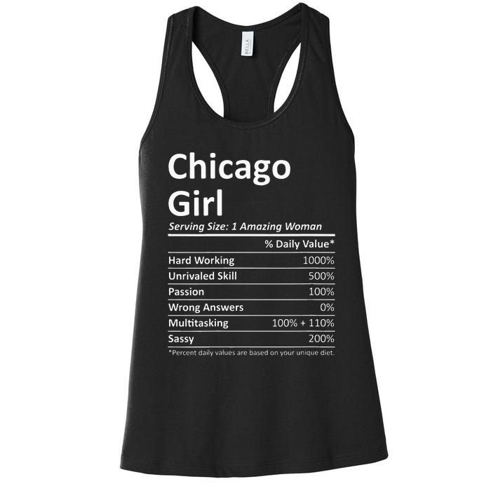 CHICAGO GIRL IL ILLINOIS Funny City Home Roots USA Gift Women's Racerback Tank