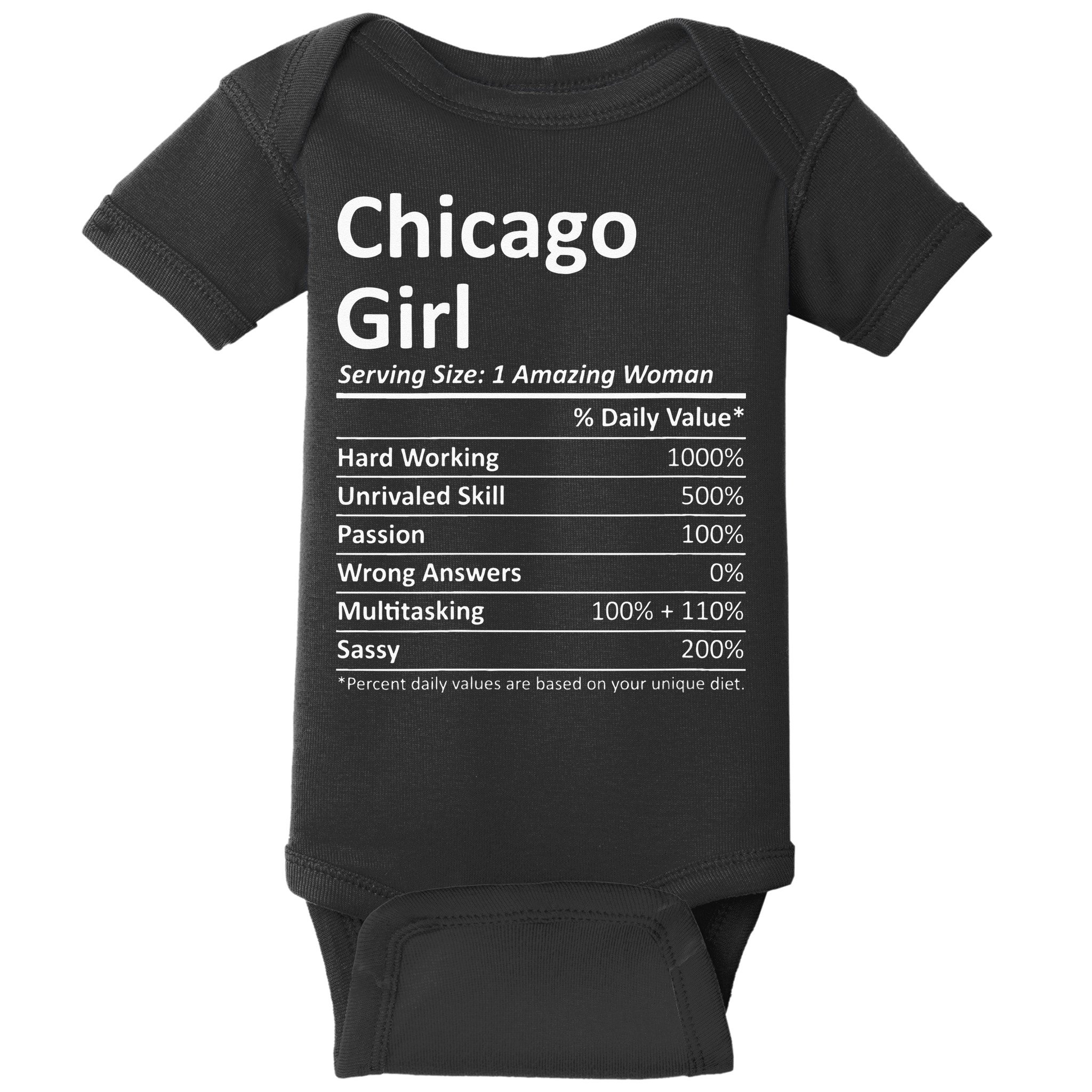 CHICAGO GIRL IL ILLINOIS Funny City Home Roots USA Gift Baby Bodysuit