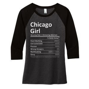 CHICAGO GIRL IL ILLINOIS Funny City Home Roots USA Gift Women's Tri-Blend 3/4-Sleeve Raglan Shirt