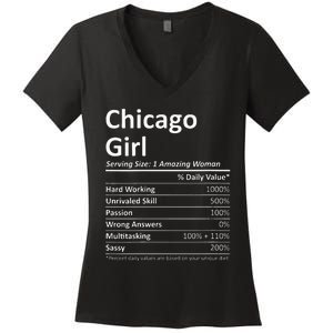 CHICAGO GIRL IL ILLINOIS Funny City Home Roots USA Gift Women's V-Neck T-Shirt