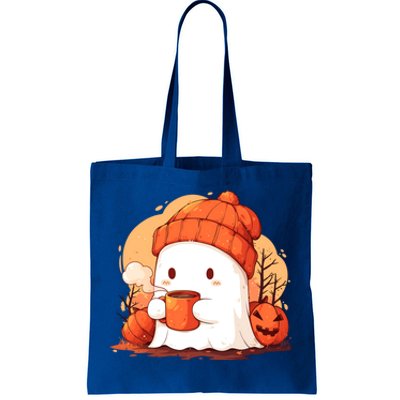 Cute Ghost Ing Autumn Pumpkin Season Coffee Lovers Great Gift Tote Bag