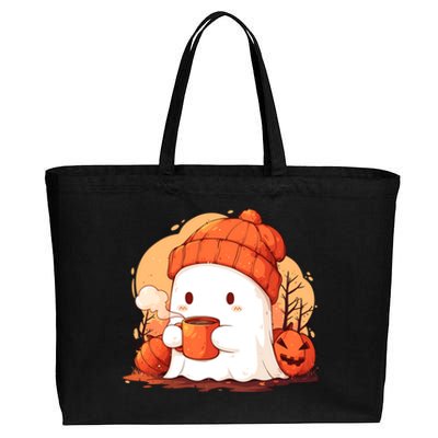 Cute Ghost Ing Autumn Pumpkin Season Coffee Lovers Great Gift Cotton Canvas Jumbo Tote