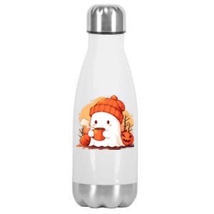 Cute Ghost Ing Autumn Pumpkin Season Coffee Lovers Great Gift Stainless Steel Insulated Water Bottle