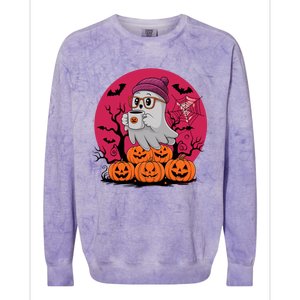 Cute Ghost Ing Coffee Funny Pumpkin Costume Gift Colorblast Crewneck Sweatshirt