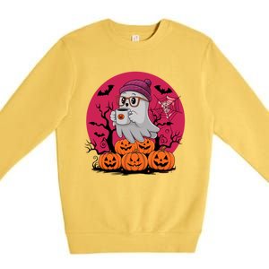 Cute Ghost Ing Coffee Funny Pumpkin Costume Gift Premium Crewneck Sweatshirt