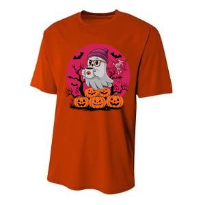 Cute Ghost Ing Coffee Funny Pumpkin Costume Gift Performance Sprint T-Shirt