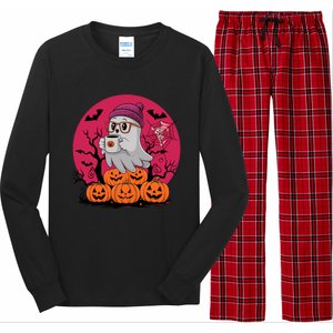 Cute Ghost Ing Coffee Funny Pumpkin Costume Gift Long Sleeve Pajama Set