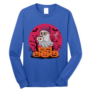 Cute Ghost Ing Coffee Funny Pumpkin Costume Gift Long Sleeve Shirt