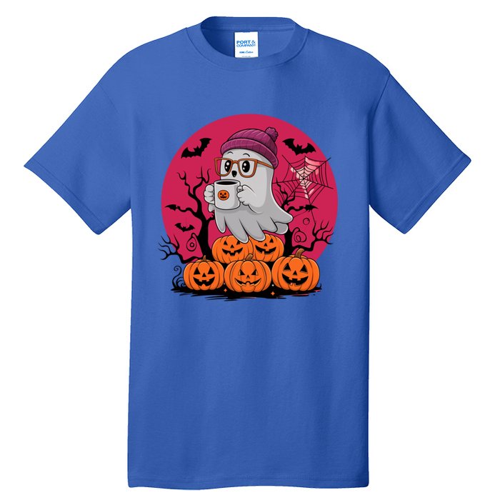 Cute Ghost Ing Coffee Funny Pumpkin Costume Gift Tall T-Shirt