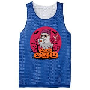 Cute Ghost Ing Coffee Funny Pumpkin Costume Gift Mesh Reversible Basketball Jersey Tank