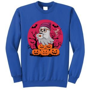 Cute Ghost Ing Coffee Funny Pumpkin Costume Gift Tall Sweatshirt