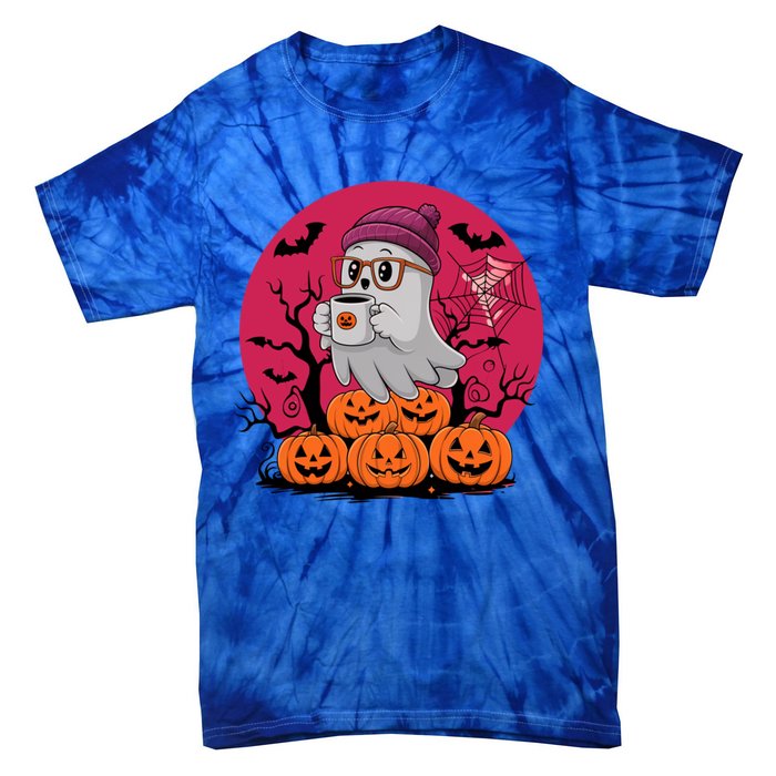 Cute Ghost Ing Coffee Funny Pumpkin Costume Gift Tie-Dye T-Shirt