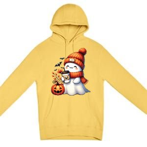 Cute Ghost Ing Coffee Halloween Ghost Coffee Gift Premium Pullover Hoodie