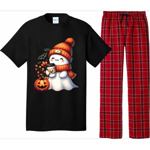 Cute Ghost Ing Coffee Halloween Ghost Coffee Gift Pajama Set