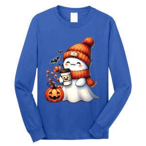 Cute Ghost Ing Coffee Halloween Ghost Coffee Gift Long Sleeve Shirt