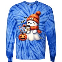 Cute Ghost Ing Coffee Halloween Ghost Coffee Gift Tie-Dye Long Sleeve Shirt