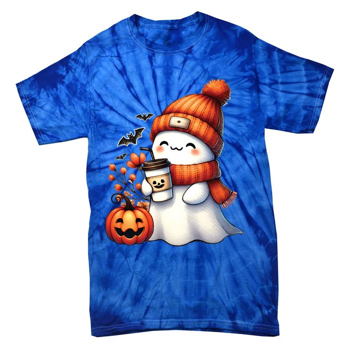 Cute Ghost Ing Coffee Halloween Ghost Coffee Gift Tie-Dye T-Shirt