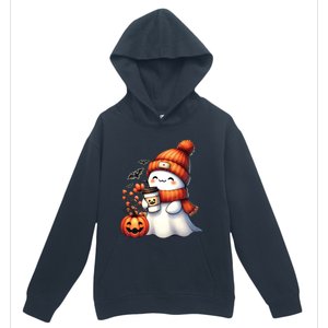 Cute Ghost Ing Coffee Halloween Ghost Coffee Gift Urban Pullover Hoodie