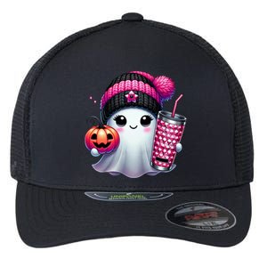 Cute Ghost Ing Coffee Halloween Ghost Ice Coffee Gift Flexfit Unipanel Trucker Cap